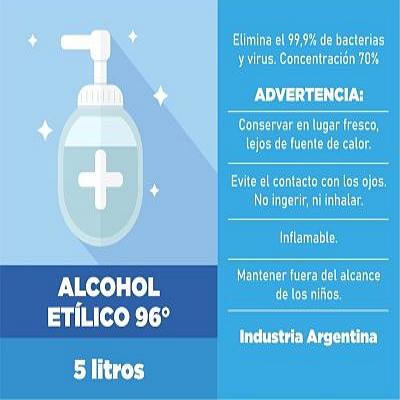 ALCOHOL PURO 5Lts ETILICO 96%